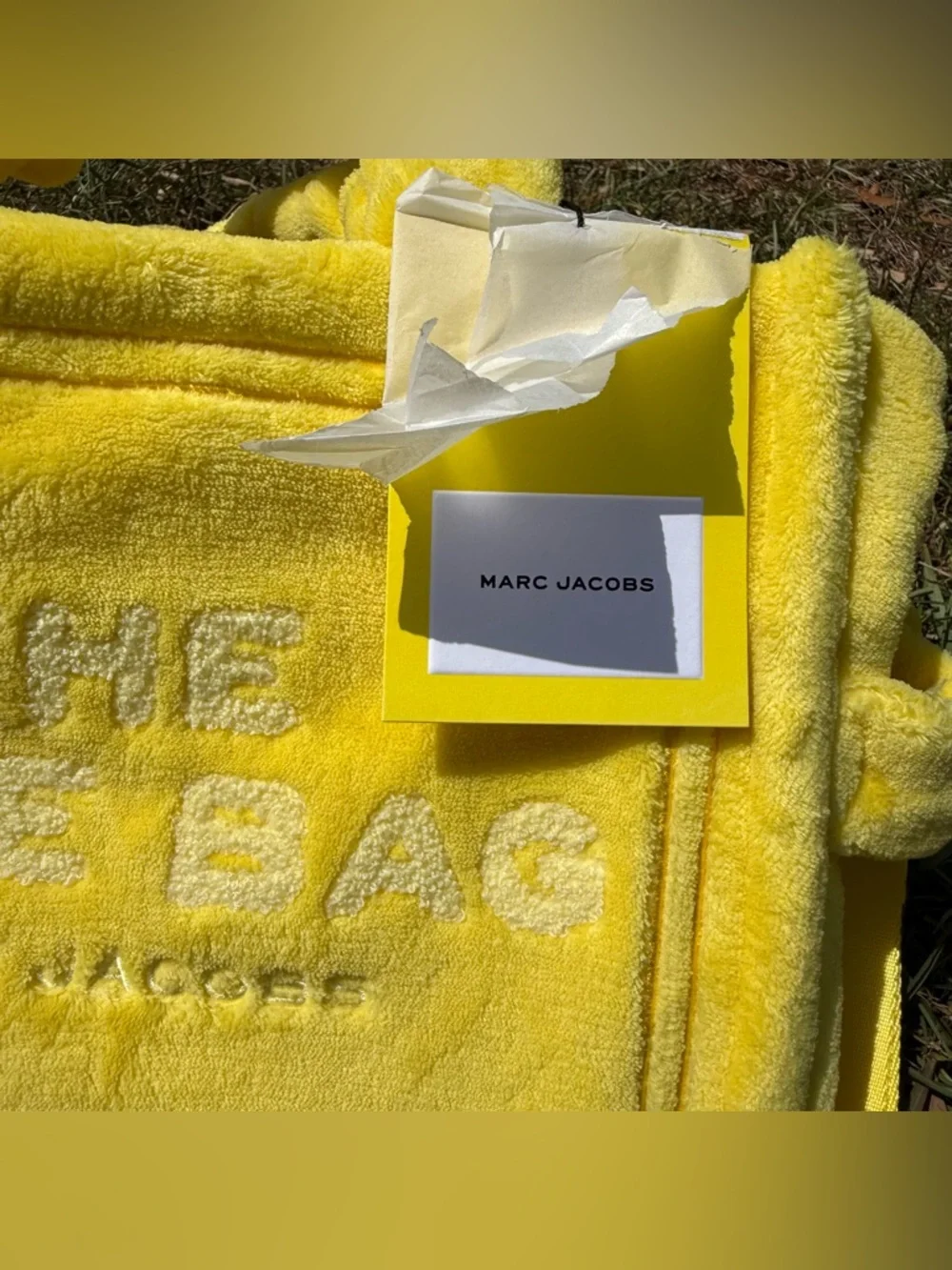 Marc Jacobs The Tote Bag Yellow Terry Cloth Small Travel Crossbody New